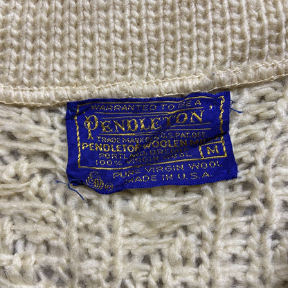 古着 used　70s　PENDLETON　ペンドルトン　長袖ニットカーディガン　セーター　USA製　白　ホワイト　Mサイズ