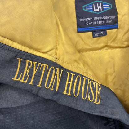 90s～　LEYTON HOUSE　レイトンハウス　フルジップダウンベスト　リップストップ　黒　ブラック　4Lサイズ