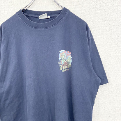 古着 used　weird fish　半袖プリントデザインTシャツ　３PIKES　CALLENGE　クルーネック　黒　Lサイズ