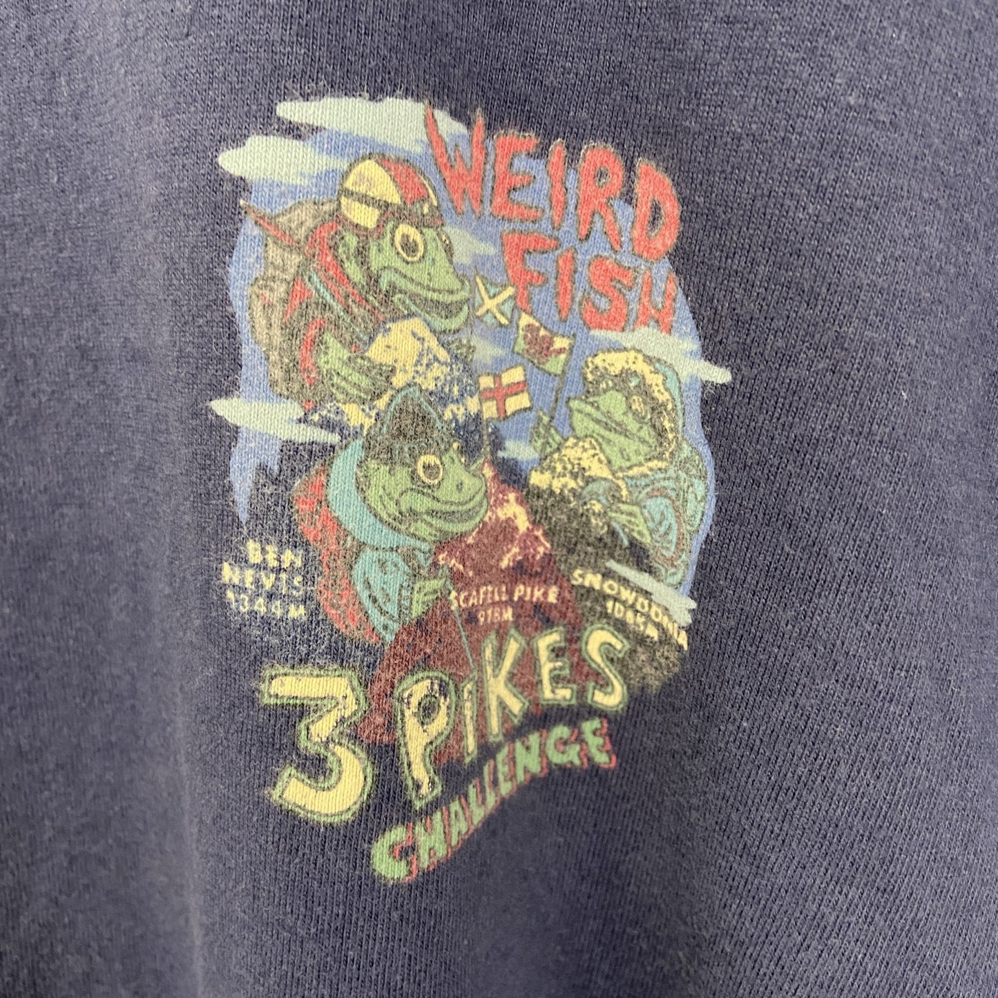 古着 used　weird fish　半袖プリントデザインTシャツ　３PIKES　CALLENGE　クルーネック　黒　Lサイズ