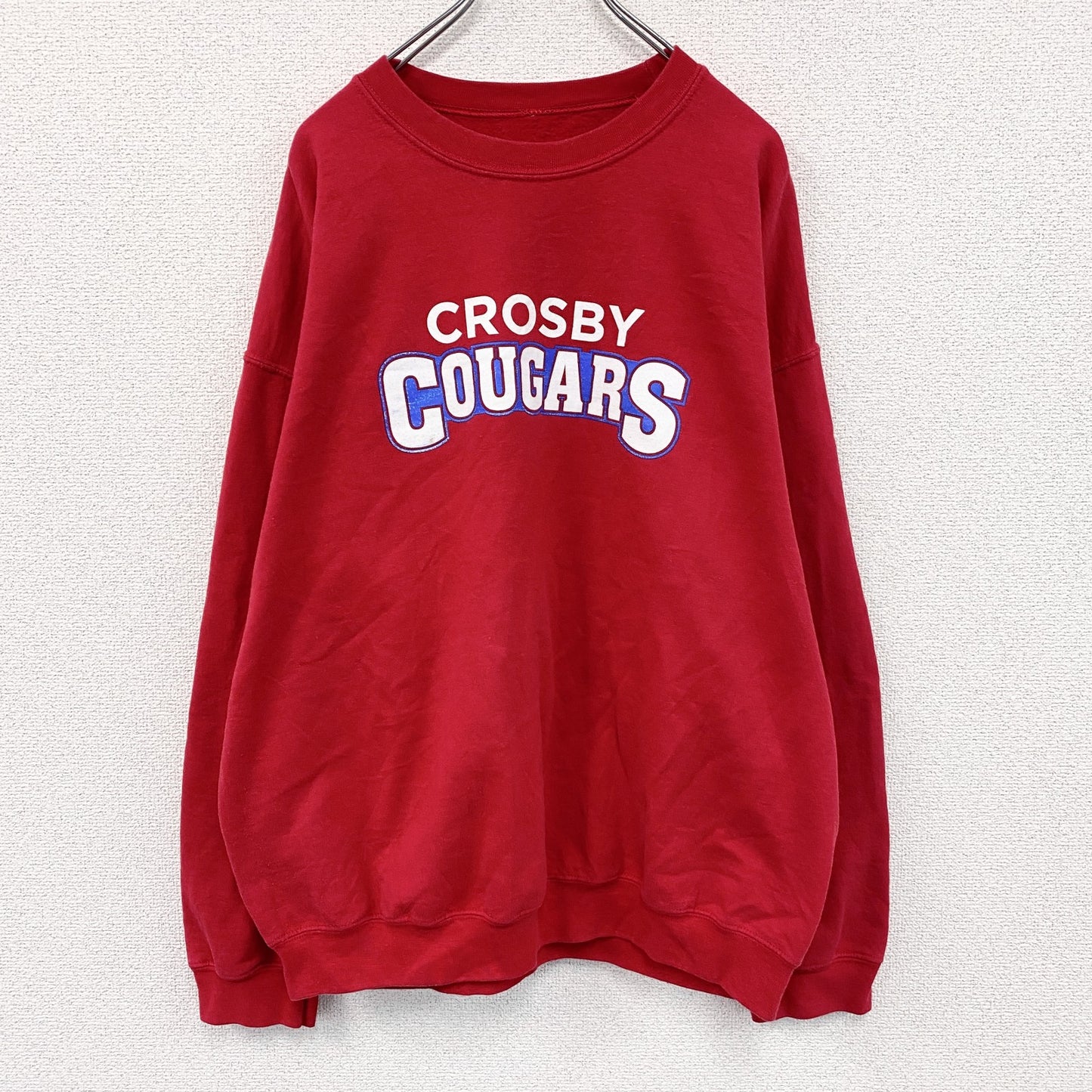 CROSBY COUGARS　スウェット/トレーナー　2連プリント　カレッジタイプ　赤　レッド　