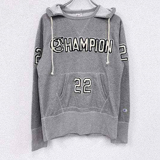 Champion　チャンピオン　ランタグ　後付けスウェットパーカー/フーディー　前V　灰色　グレー　Lサイズ