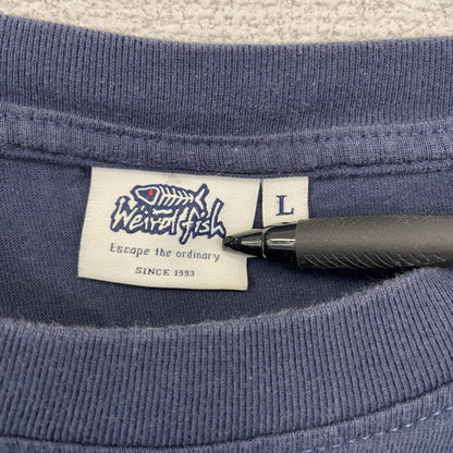 古着 used　weird fish　半袖プリントデザインTシャツ　３PIKES　CALLENGE　クルーネック　黒　Lサイズ
