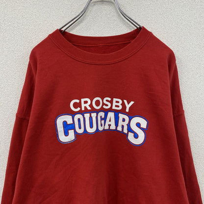 CROSBY COUGARS　スウェット/トレーナー　2連プリント　カレッジタイプ　赤　レッド　
