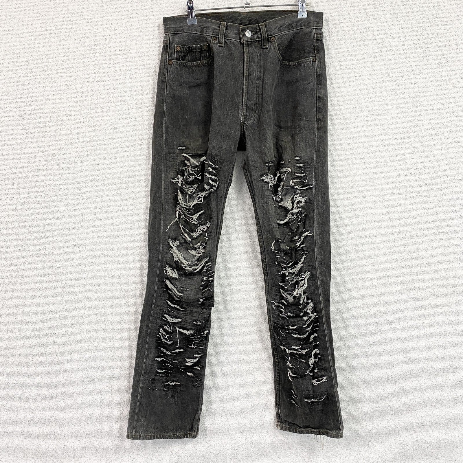 Levi's　リーバイス　ユーロリーバイス　501　ブラックデニムパンツ/ダメージジーンズ　インディゴ　黒　ブラック　W32サイズ