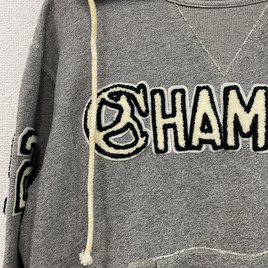 Champion　チャンピオン　ランタグ　後付けスウェットパーカー/フーディー　前V　灰色　グレー　Lサイズ