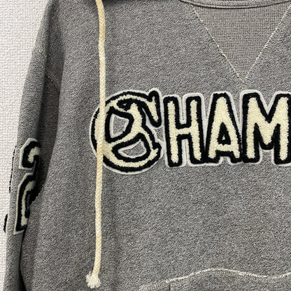 Champion　チャンピオン　ランタグ　後付けスウェットパーカー/フーディー　前V　灰色　グレー　Lサイズ
