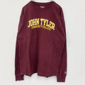 古着　used　champion　チャンピオン　長袖プリントTシャツ　ジョン・タイラー　コミュニティカレッジ　レッド　赤　Lサイズ