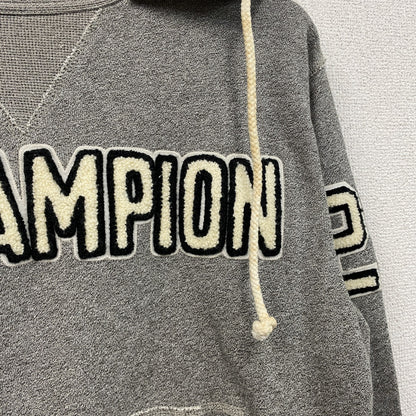 Champion　チャンピオン　ランタグ　後付けスウェットパーカー/フーディー　前V　灰色　グレー　Lサイズ
