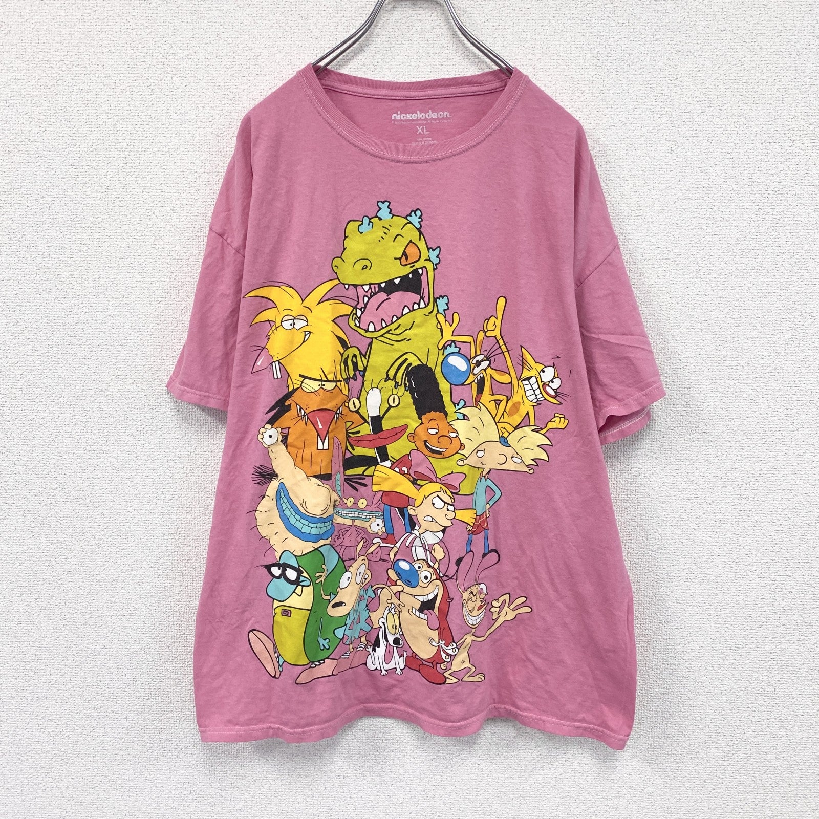 nickelodeon　ニコロデオン　半袖キャラクタープリントTシャツ　キャラクターT　アニメT　ピンク　XLサイズ
