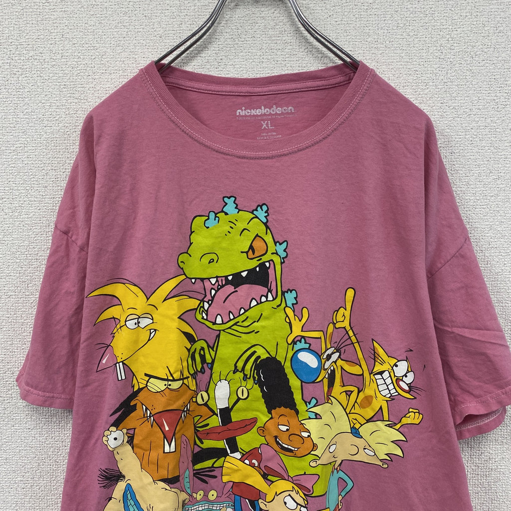 nickelodeon　ニコロデオン　半袖キャラクタープリントTシャツ　キャラクターT　アニメT　ピンク　XLサイズ