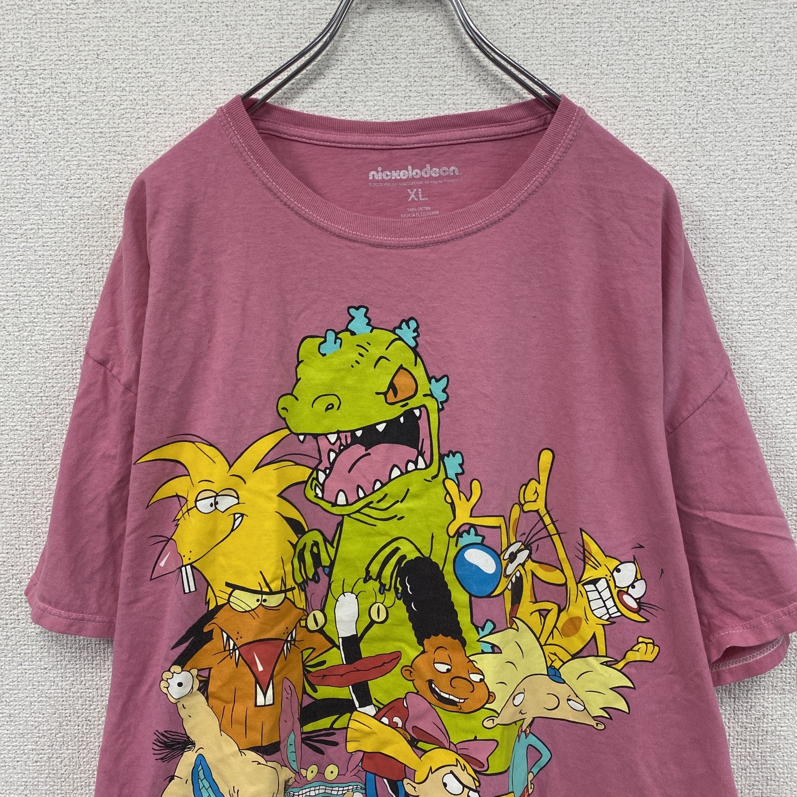 nickelodeon　ニコロデオン　半袖キャラクタープリントTシャツ　キャラクターT　アニメT　ピンク　XLサイズ