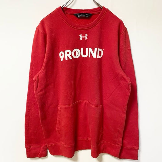 古着 used　UNDER ARMOUR アンダーアーマー　長袖ロゴプリントスウェット　トレーナー　レッド　クルーネック　Mサイズ