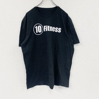 10Fitness　半袖プリント企業Tシャツ　ジムT　デカロゴ　クルーネック　黒　ブラック