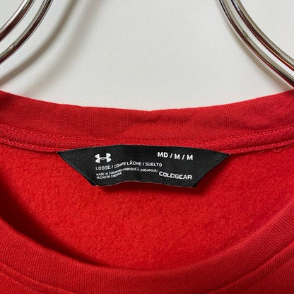 古着 used　UNDER ARMOUR アンダーアーマー　長袖ロゴプリントスウェット　トレーナー　レッド　クルーネック　Mサイズ