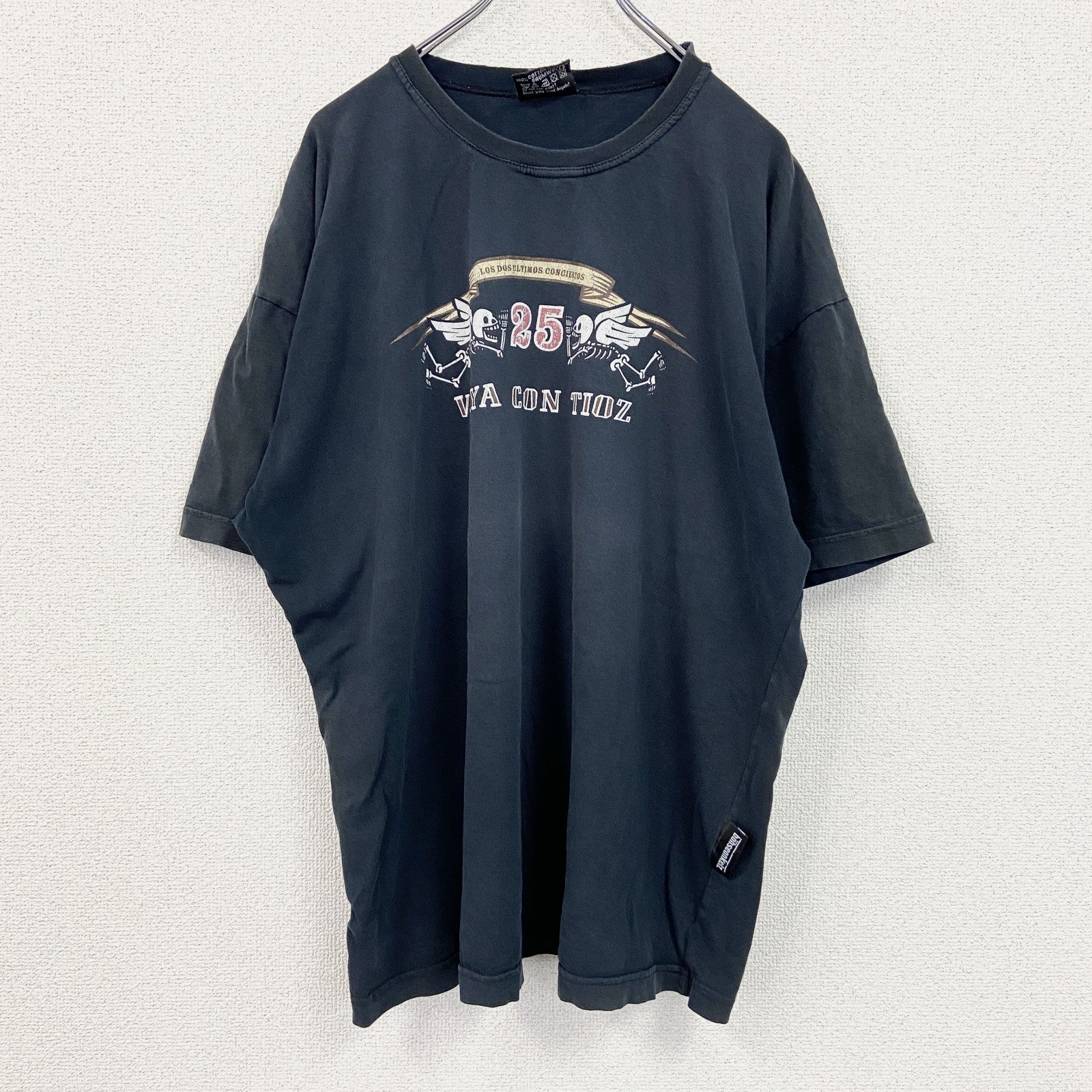 ～00s　bo　半袖プリントTシャツ　ヴィンテージ　シングルステッチ　スカル　黒　ブラック　XLサイズ