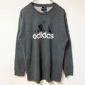 adidas　アディダス　スウェット/トレーナー　パフォーマンスロゴ　デカロゴ　クルーネック　灰色　ダークグレー　Sサイズ