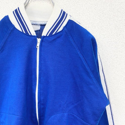 古着　used　トラックジャケット　ジャージ　スポーツ　ラグランスリーブ　ヴィンテージ　レトロデザイン　青　白　ブルー