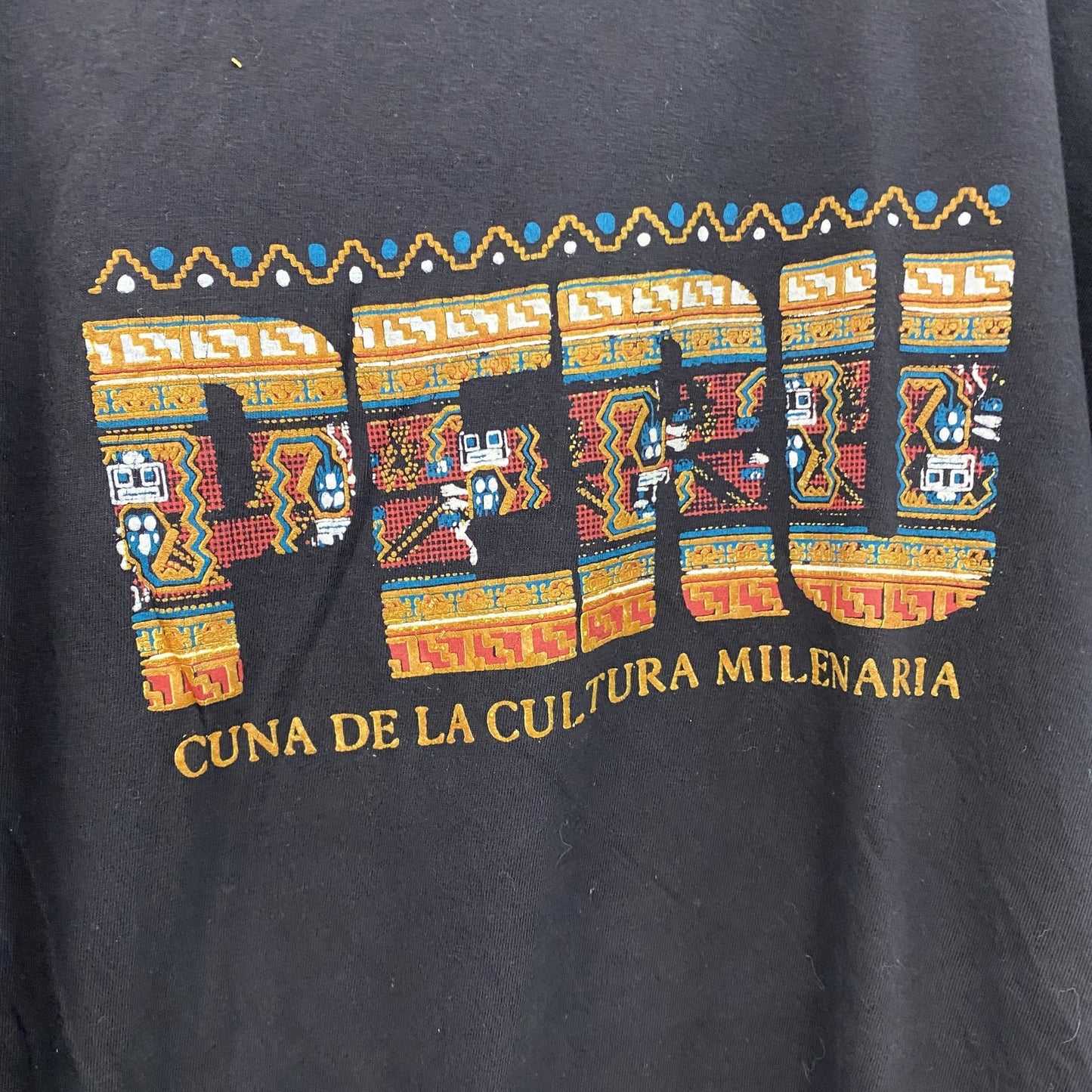 MiLKO’S　半袖プリントスーベニアTシャツ　ノルディック柄　クルーネック　黒　ブラック　Lサイズ