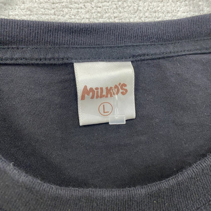 MiLKO’S　半袖プリントスーベニアTシャツ　ノルディック柄　クルーネック　黒　ブラック　Lサイズ