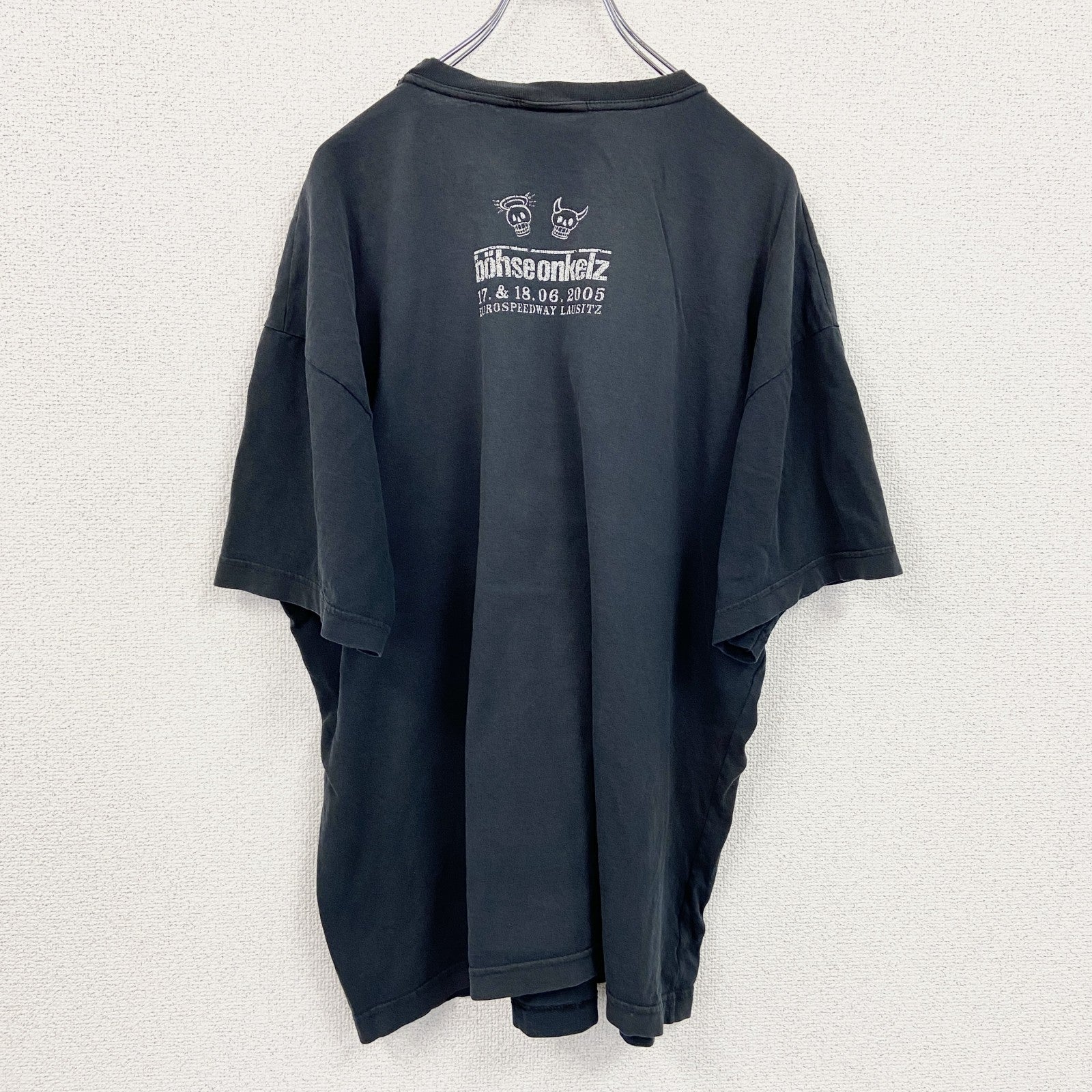 ～00s　bo　半袖プリントTシャツ　ヴィンテージ　シングルステッチ　スカル　黒　ブラック　XLサイズ