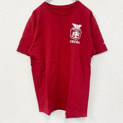 古着　used　adidas　アディダス　半袖プリントTシャツ　USCGA　CADRE　レトロデザイン　赤　レッド　Lサイズ