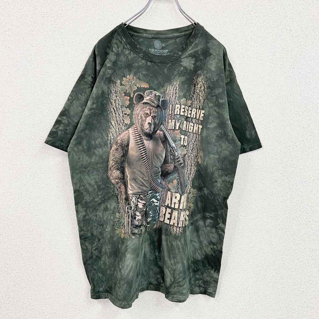 THE MOUNTAIN　ザマウンテン　半袖プリントTシャツ　アニマルT　タイダイ　緑　グリーン　XL
