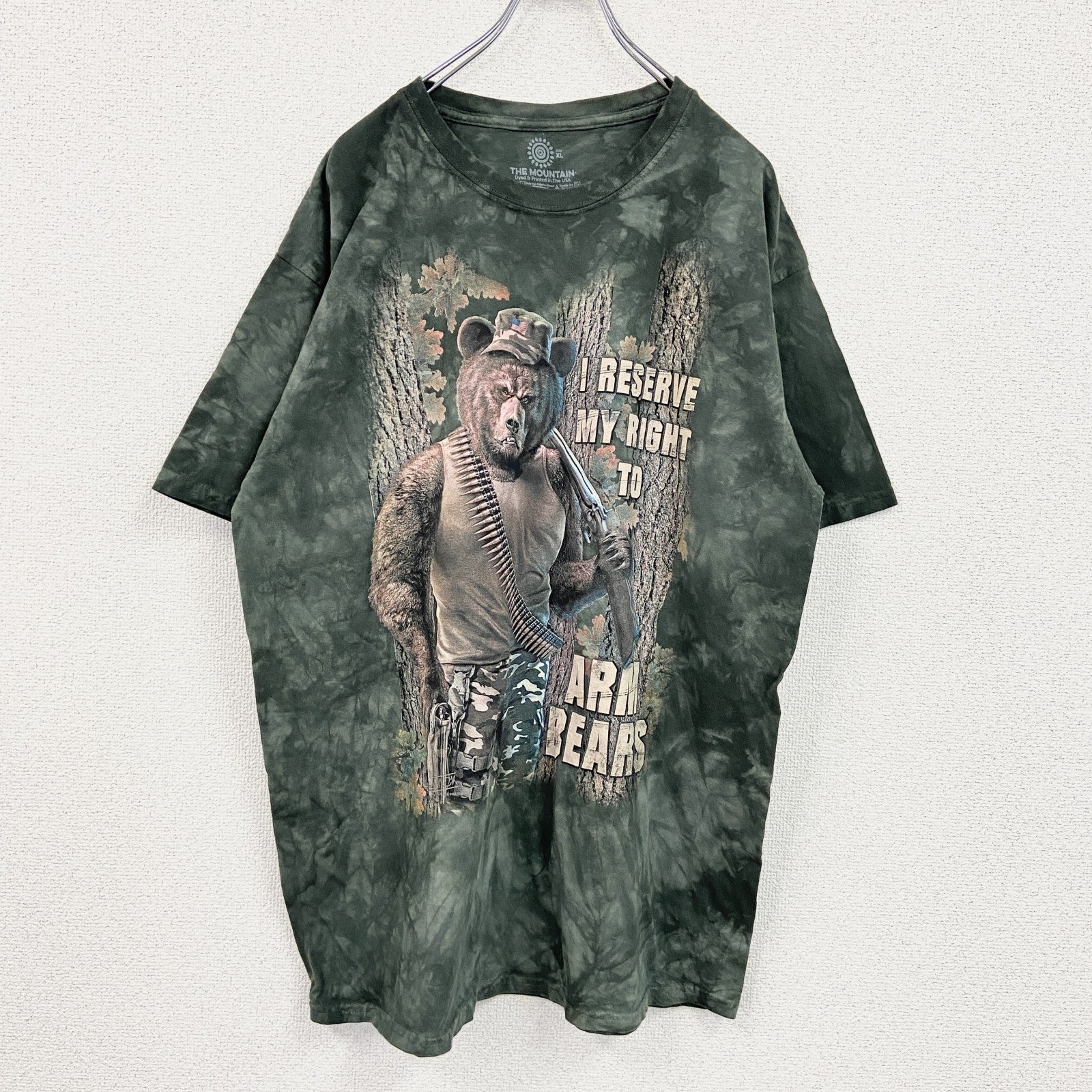 THE MOUNTAIN　ザマウンテン　半袖プリントTシャツ　アニマルT　タイダイ　緑　グリーン　XL