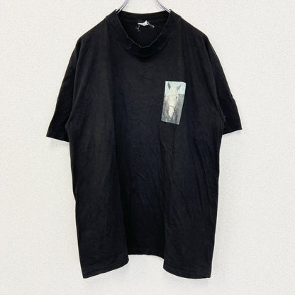 半袖プリントフォトTシャツ　ポニー　レトロ写真　両面プリント　誰やねん　クルーネック　黒　ブラック　Lサイズ