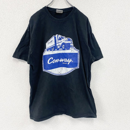 Hanes　ヘインズ　半袖プリントTシャツ　Con-way Freight　企業ロゴ　黒　ブラック　XLサイズ