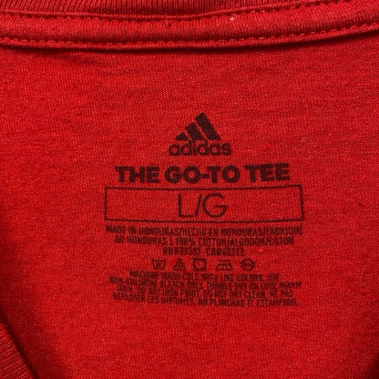 古着　used　adidas　アディダス　半袖プリントTシャツ　USCGA　CADRE　レトロデザイン　赤　レッド　Lサイズ
