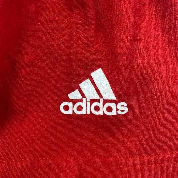 古着　used　adidas　アディダス　半袖プリントTシャツ　USCGA　CADRE　レトロデザイン　赤　レッド　Lサイズ