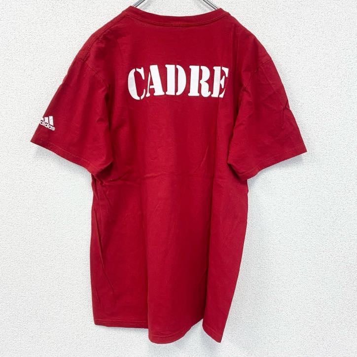 古着　used　adidas　アディダス　半袖プリントTシャツ　USCGA　CADRE　レトロデザイン　赤　レッド　Lサイズ