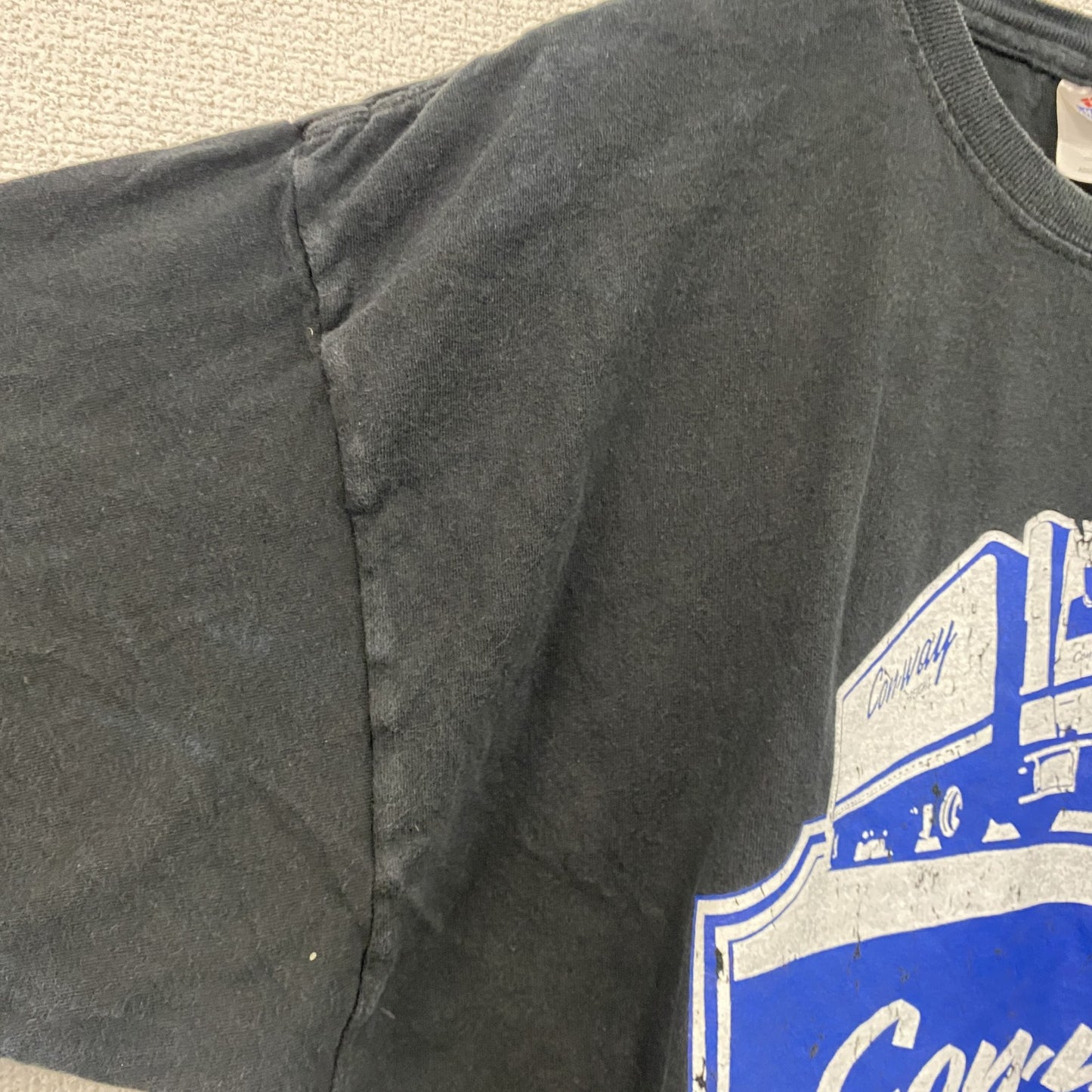 Hanes　ヘインズ　半袖プリントTシャツ　Con-way Freight　企業ロゴ　黒　ブラック　XLサイズ