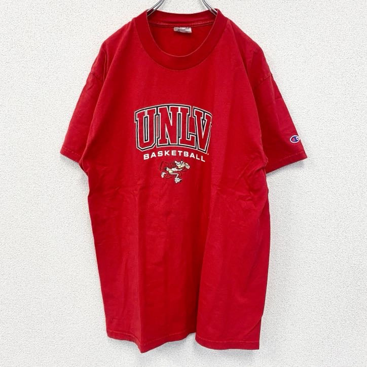 古着　used　champion　チャンピオン　半袖カレッジプリントTシャツ　UNLV　バスケ　レトロ　赤　レッド　Lサイズ