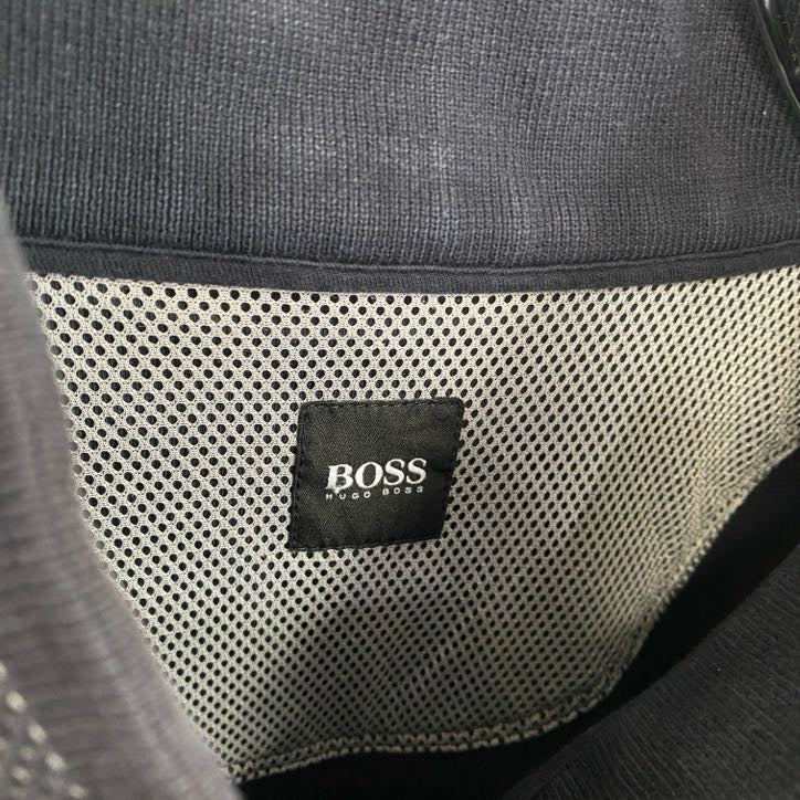 HUGO BOSS　ヒューゴボス　フルジップスウェットブルゾン　バイカラー　黒　紺　ブラック　ネイビー