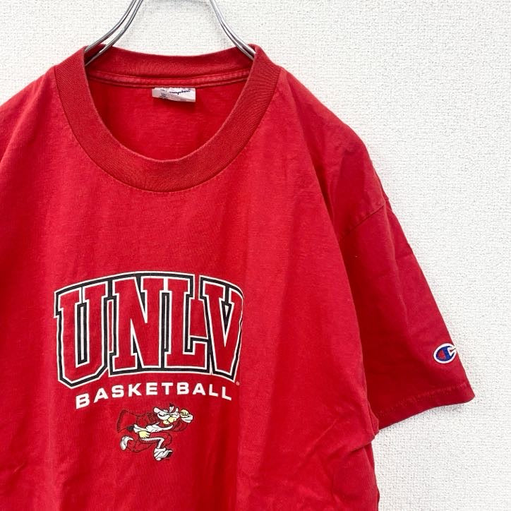 古着　used　champion　チャンピオン　半袖カレッジプリントTシャツ　UNLV　バスケ　レトロ　赤　レッド　Lサイズ