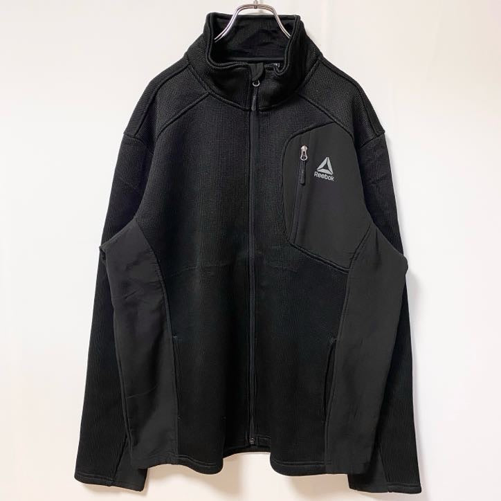 古着 used　Reebok リーボック　アウトドアウェア　長袖フルジップフリースジャケット　ワンポイントロゴ　黒　XLサイズ