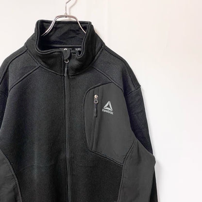 古着 used　Reebok リーボック　アウトドアウェア　長袖フルジップフリースジャケット　ワンポイントロゴ　黒　XLサイズ