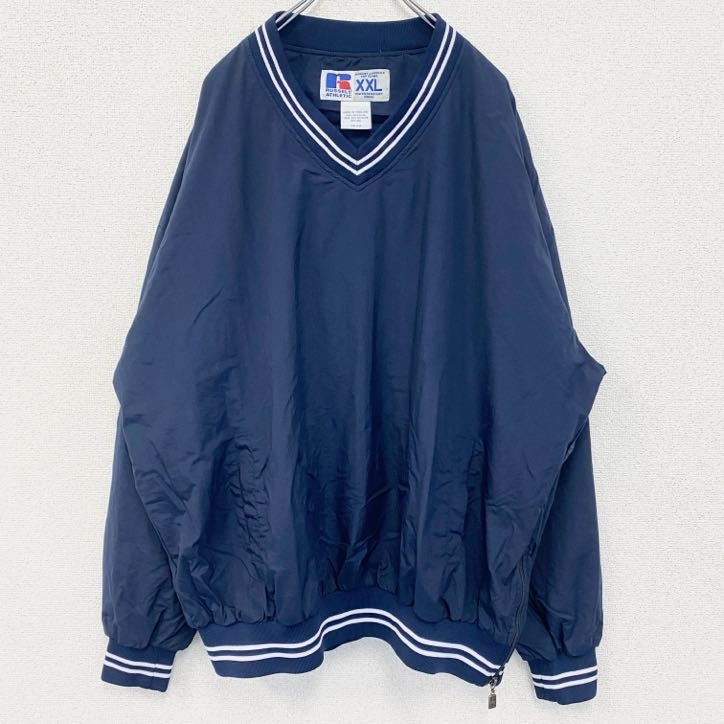 古着　used　RUSSELL ATHLETIC　ラッセルアスレティック　プルオーバー　ナイロン　ネイビー　紺　XXLサイズ