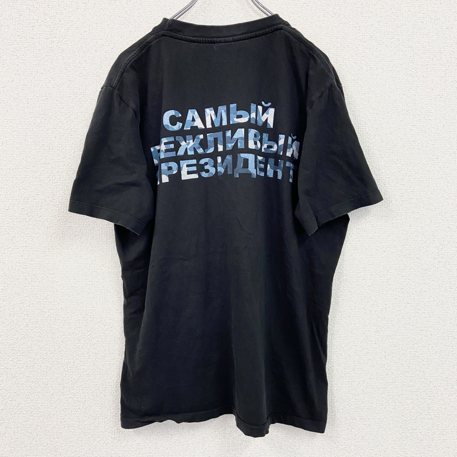 FAYZ-M　ウラジーミルプーチン　半袖プリントTシャツ　シングルステッチ　黒　ブラック　54サイズ