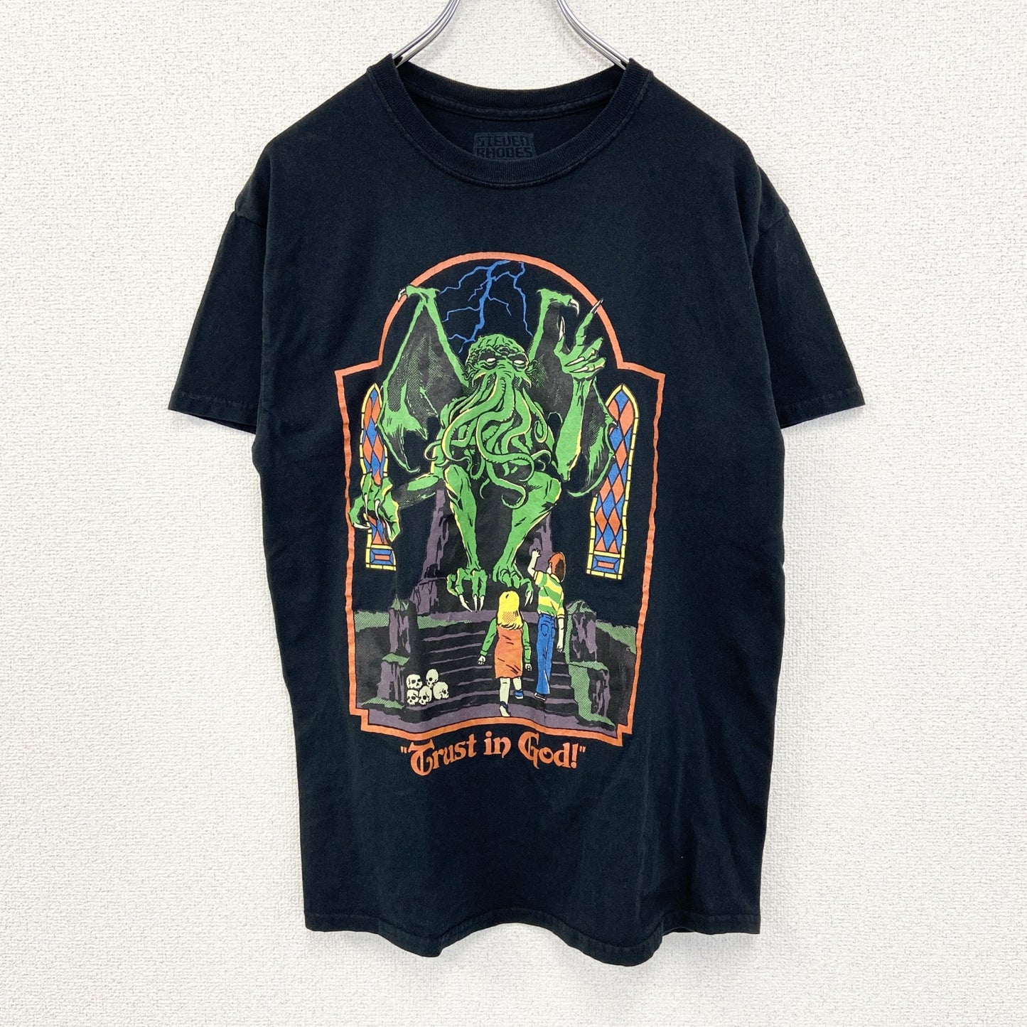 Steven Rhodes　スティーブンローズ　クトゥルフ　半袖プリントイラストレーターTシャツ　黒　ブラック　Mサイズ