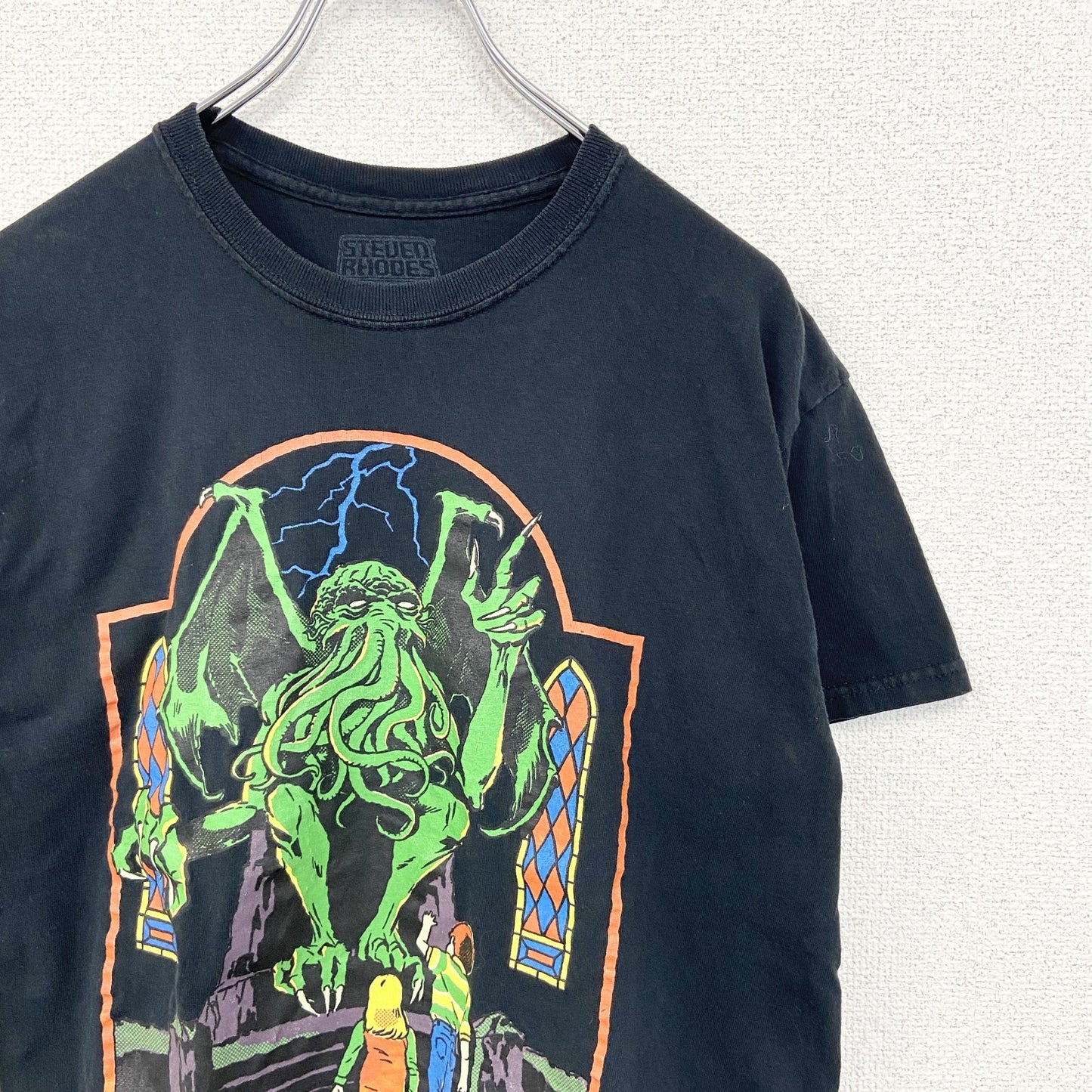 Steven Rhodes　スティーブンローズ　クトゥルフ　半袖プリントイラストレーターTシャツ　黒　ブラック　Mサイズ