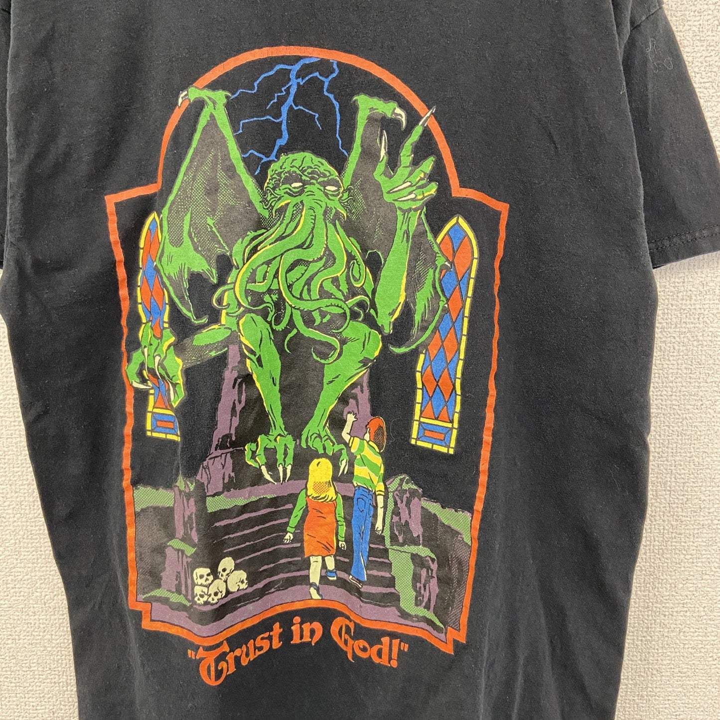Steven Rhodes　スティーブンローズ　クトゥルフ　半袖プリントイラストレーターTシャツ　黒　ブラック　Mサイズ