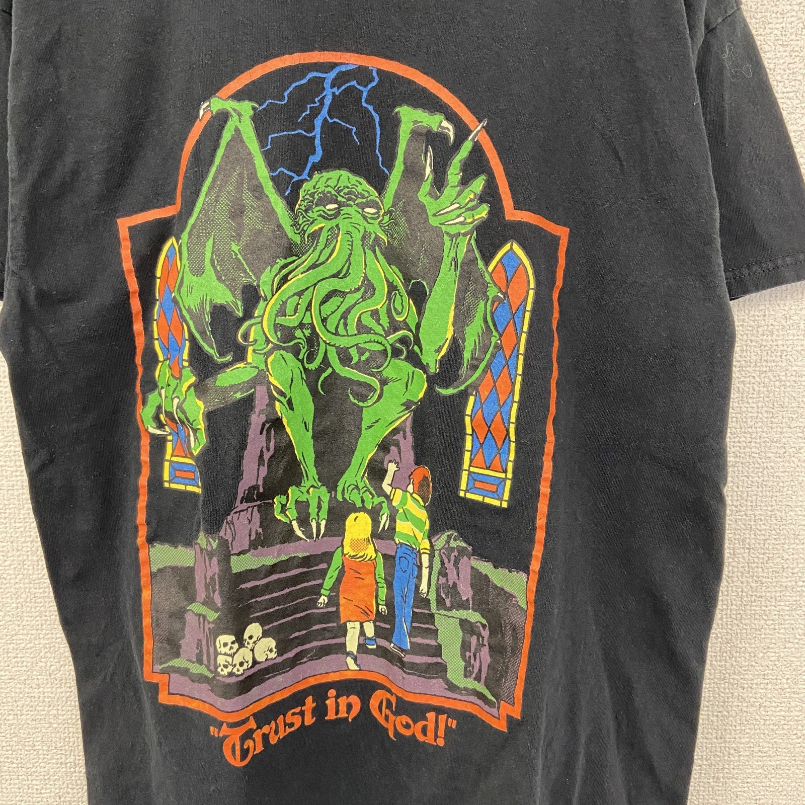 Steven Rhodes　スティーブンローズ　クトゥルフ　半袖プリントイラストレーターTシャツ　黒　ブラック　Mサイズ