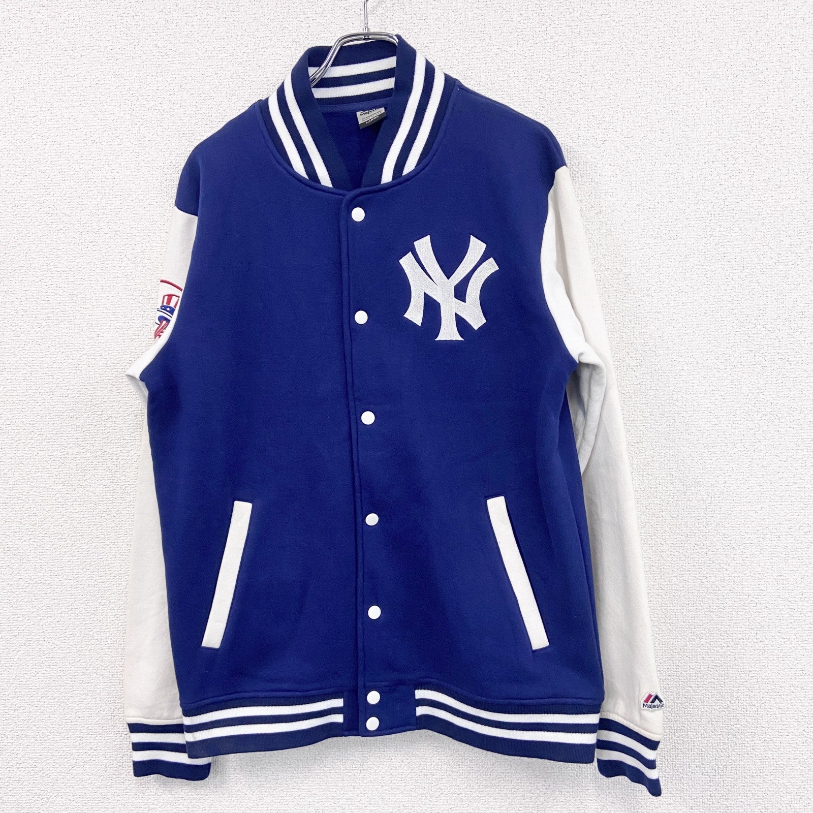 Majestic　スタジャン/スタジアムジャケット　MLB　ニューヨークヤンキース　青　ブルー　Lサイズ