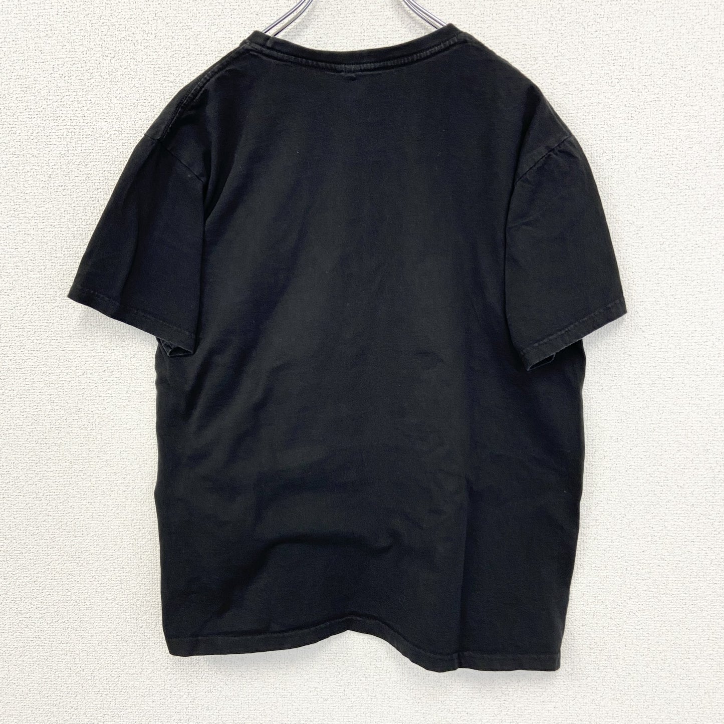 古着 used　ノーブランド　半袖デザインプリントTシャツ　BADGERHAWK　クルーネック　カジュアルデザイン　黒　Mサイズ