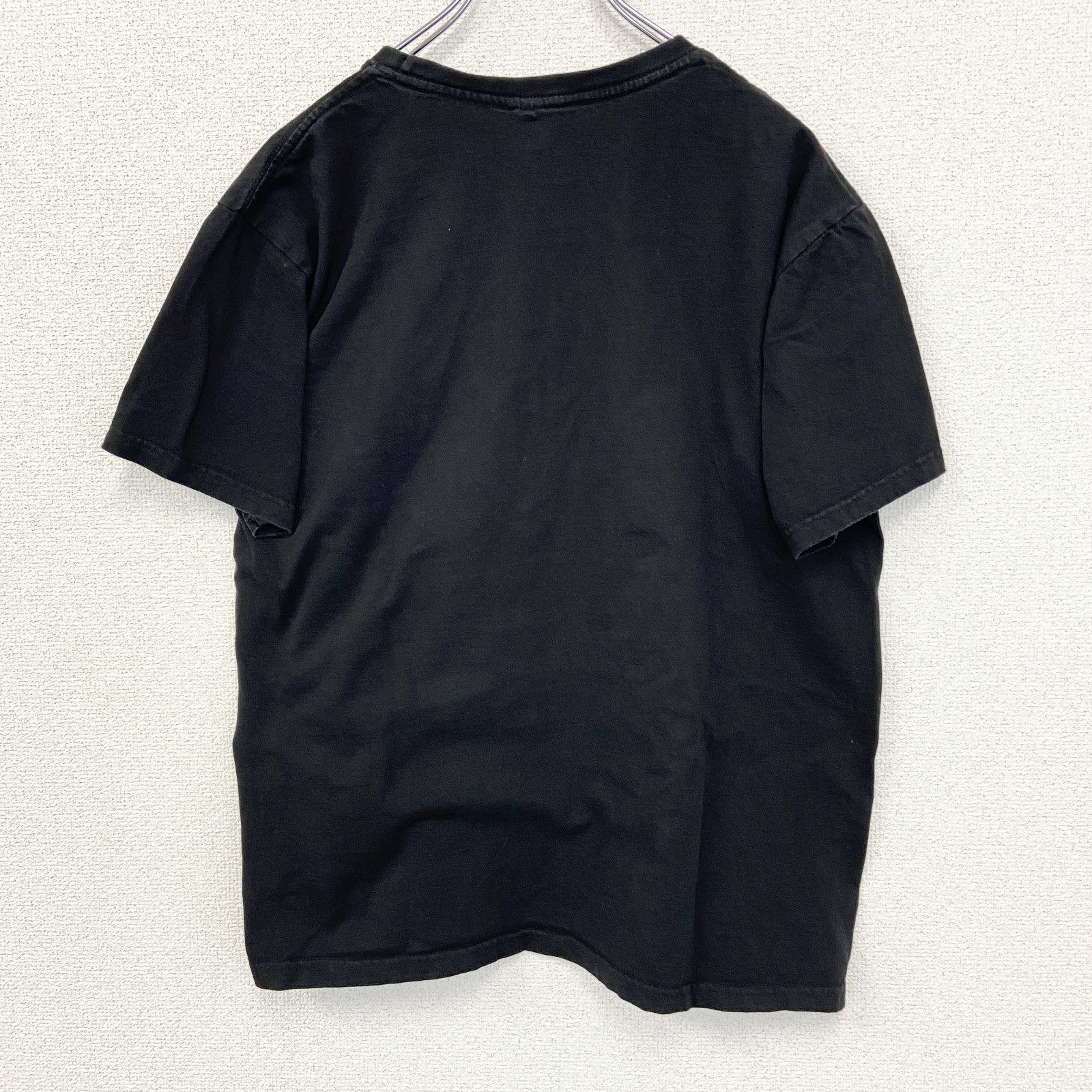 古着 used　ノーブランド　半袖デザインプリントTシャツ　BADGERHAWK　クルーネック　カジュアルデザイン　黒　Mサイズ