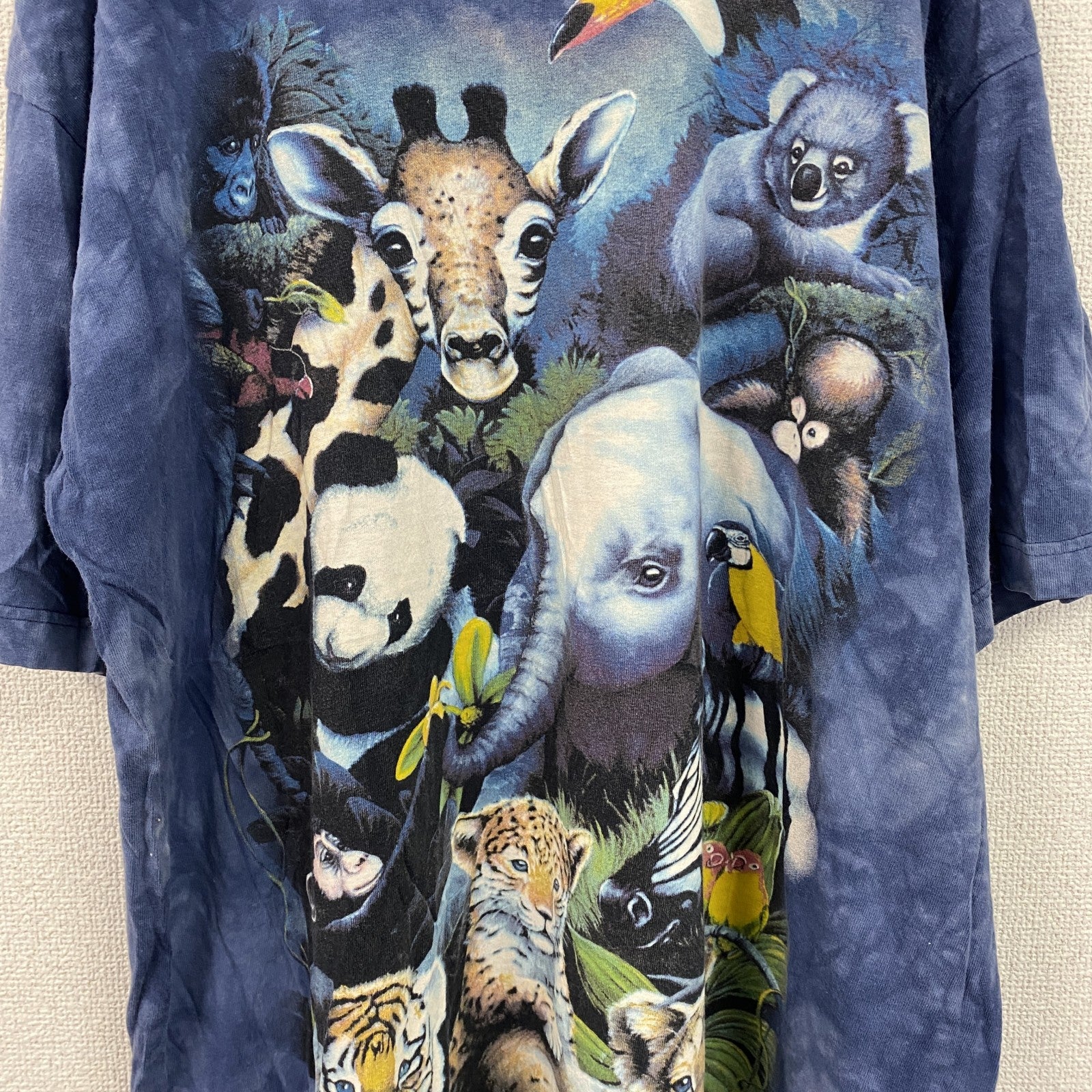 THE MOUNTAIN　ザマウンテン　半袖アニマルプリントTシャツ　タイダイ　青　ブルー　XLサイズ