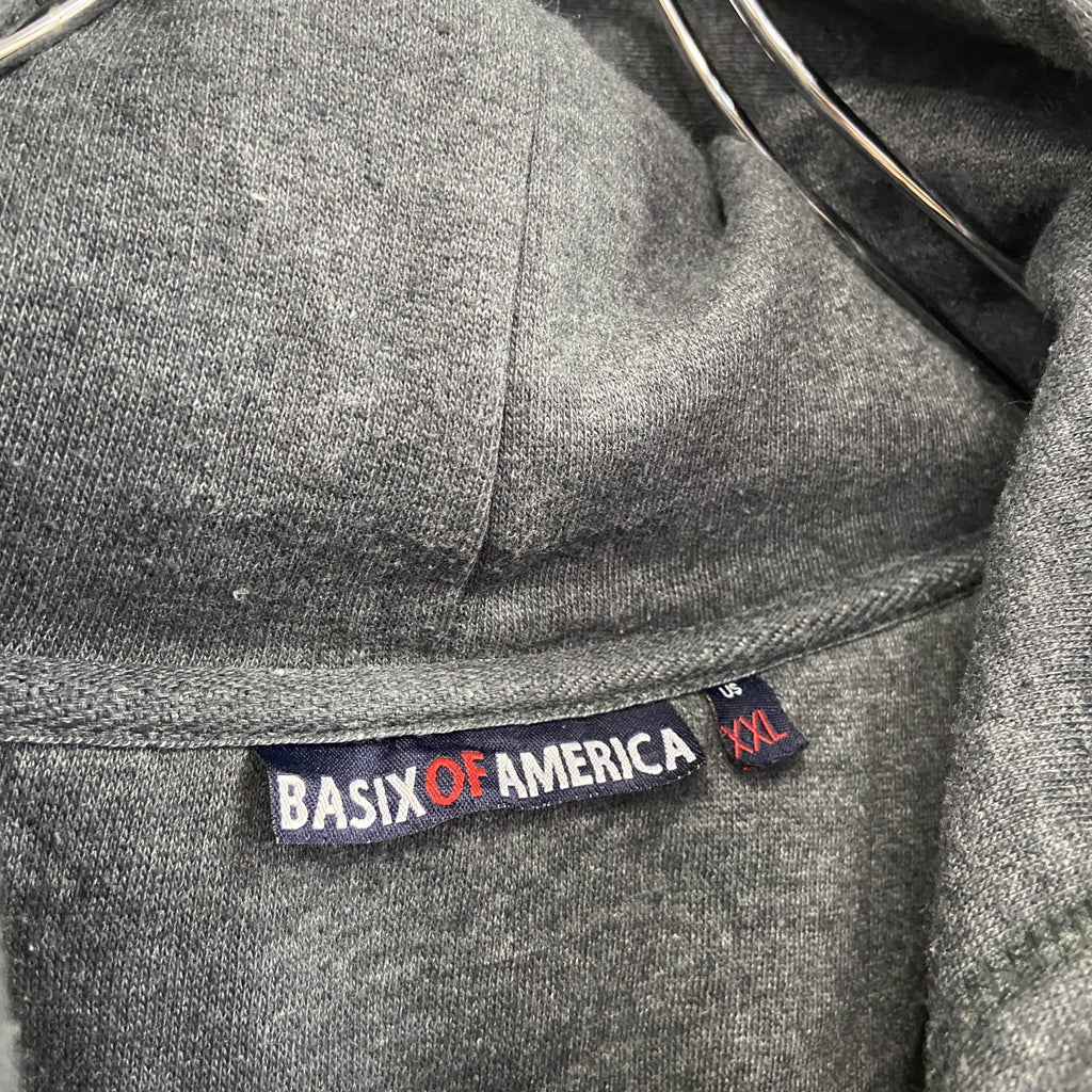BASIX OF AMERICA　フルジップスウェットパーカー/フーディー　灰色　グレー　XXLサイズ